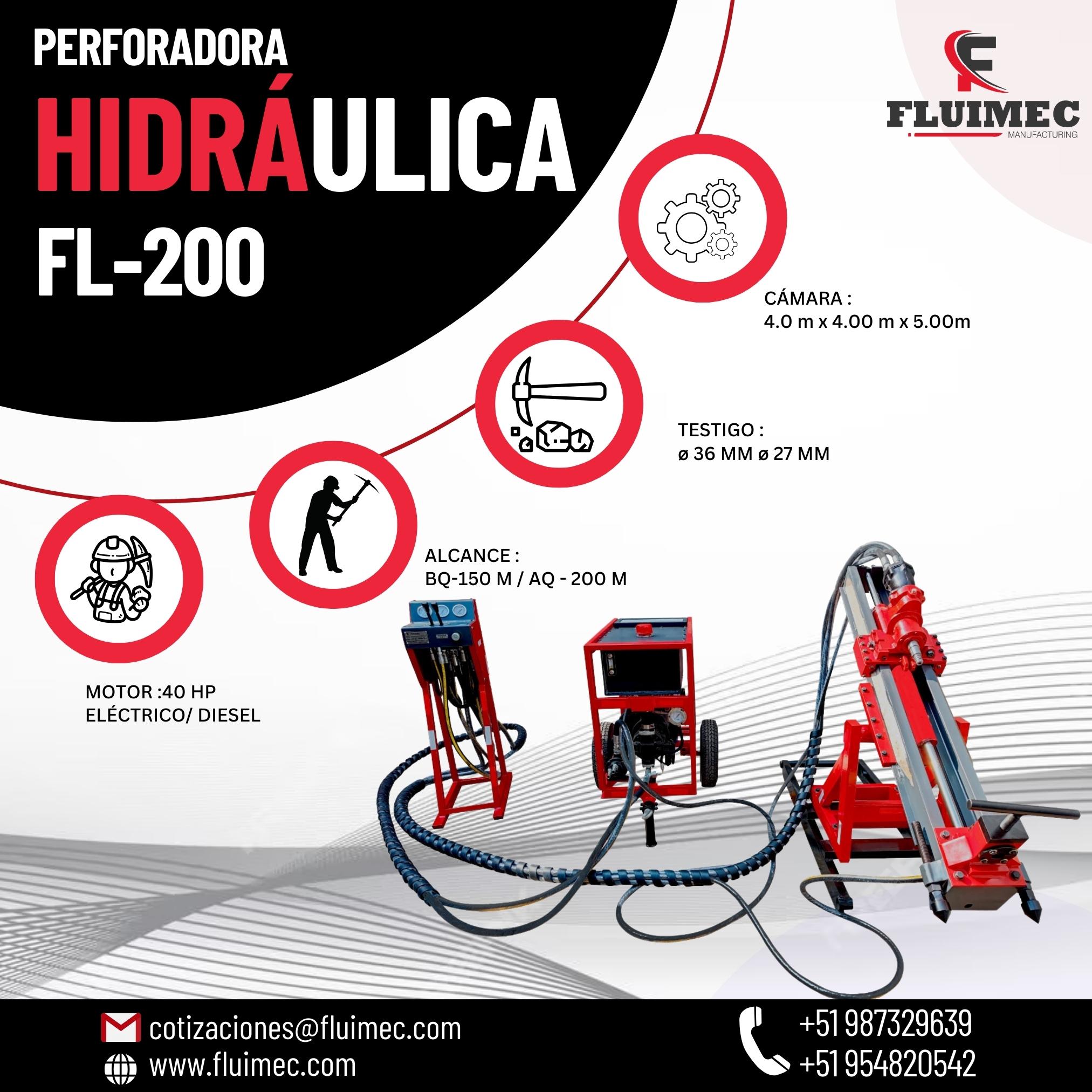 PERFORADORA HIDRAULICA FL - 200 PARA EXTRACCION DE ORO 